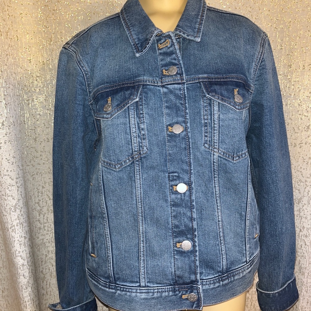 J CREW WOMEN'S CLASSIC JEAN JACKET SIZE L COAT DENIM, NWOT